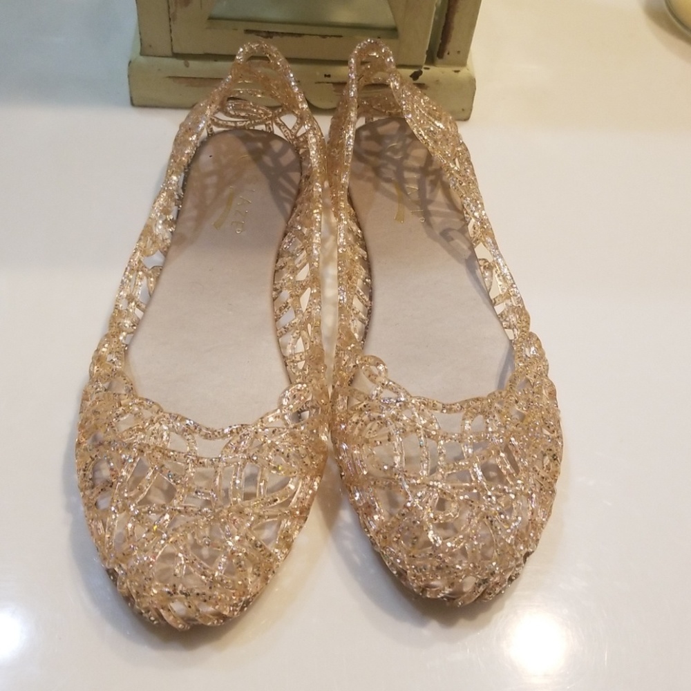 Rose Gold Glaze Glitter Jelly Shoes